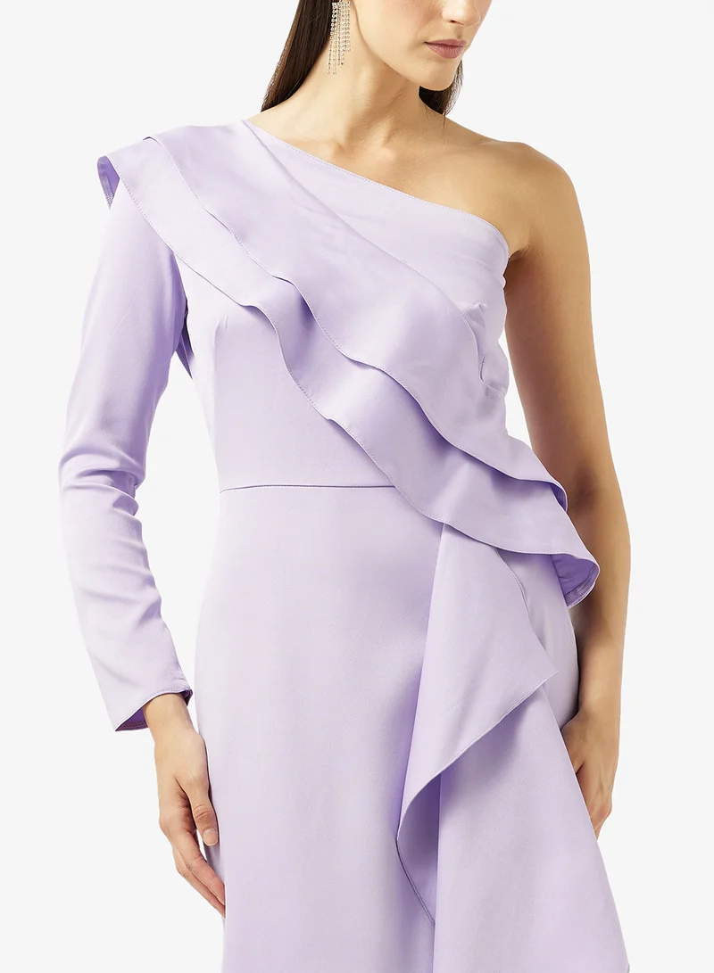 Namshi x  One Shoulder Dress With Ruffle for Women | Best Price UAE